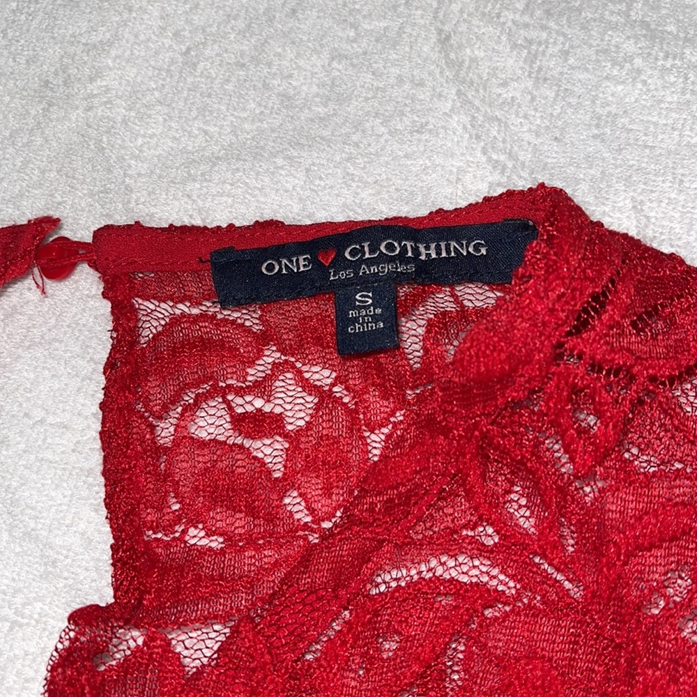 Red Lace Romper - Picture 2 of 4